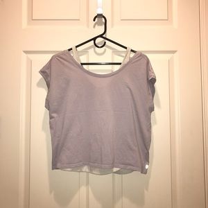 Fabletics two-piece layered off shoulder top